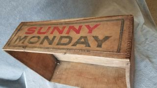 Vintage Antique Sunny Monday Soap Box Wood Crate 3