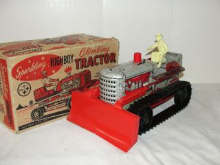 Vintage Marx Wind Up Highboy Tractor Bulldozer In The Box