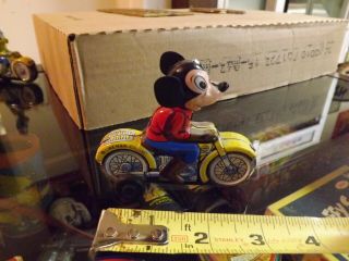 Rare Vintage Disney Mickey Mouse On Motorcycle Tin Toy Linemar Japan Friction 3 "