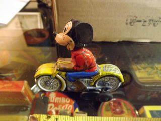 RARE Vintage Disney Mickey Mouse on Motorcycle Tin Toy Linemar Japan Friction 3 