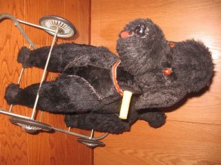 RARE Antique Vtg POODLE RIDE ON ROCKER TOY PULL MOHAIR DOG PULL 2