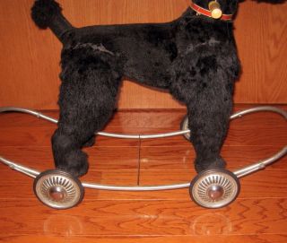 RARE Antique Vtg POODLE RIDE ON ROCKER TOY PULL MOHAIR DOG PULL 5