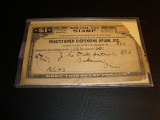 1931 Opium Practitioner Medical Dispensing License,  Ohio