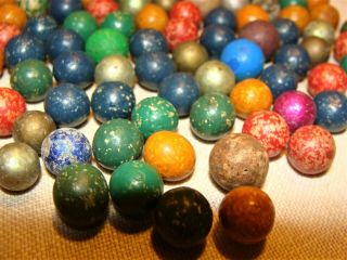 118 Antique Civil War Era Hand Made CLAY Marbles 3/8 