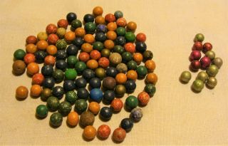 118 Antique Civil War Era Hand Made CLAY Marbles 3/8 