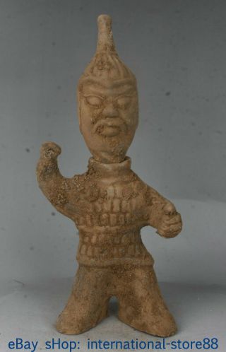 16.  8 " Old Chinese Neolithic Dadiwan Majia Pottery Dynasty Stand People Statue