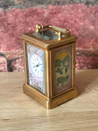Vintage Austrian Miniature Enamelled Bird & Gilt Boudoir Carriage Clock 10