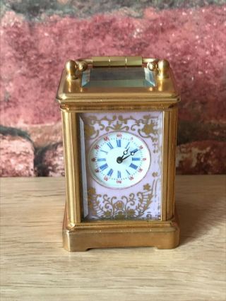 Vintage Austrian Miniature Enamelled Bird & Gilt Boudoir Carriage Clock 12