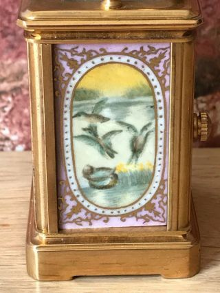 Vintage Austrian Miniature Enamelled Bird & Gilt Boudoir Carriage Clock 5