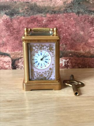 Vintage Austrian Miniature Enamelled Bird & Gilt Boudoir Carriage Clock 6