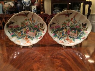 A Pair 19th C Chinese Famille Rose Plates.