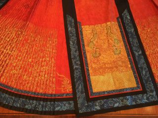 An Important Chinese Qing Dynasty Imperial Phoenix Embroidered Silk Skirt.