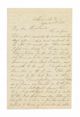 Apr 1865 Letter To Photographer Charles D.  Fredricks Fr Wife - End Of Civil War