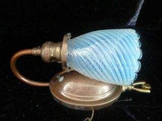CIRCA 1905 ARTS AND CRAFTS BRASS SCONCE PAIR WITH VASELINE GLASS 7