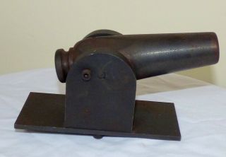 Vintage Black Solid Cast Iron Signal Salute Firecracker Cannon 5 1/2 " Barrel