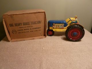 Marx Heavy Gauge Tractor 11 " Tin Toy 1950 