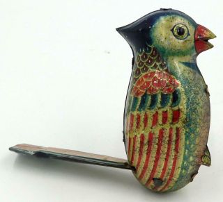 Pre War Japan 3 - D Tin Bird Whistle With Colorful,  Detailed Litho