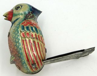 Pre War Japan 3 - D Tin Bird Whistle with Colorful,  Detailed litho 5