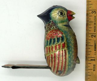 Pre War Japan 3 - D Tin Bird Whistle with Colorful,  Detailed litho 7