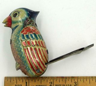 Pre War Japan 3 - D Tin Bird Whistle with Colorful,  Detailed litho 8