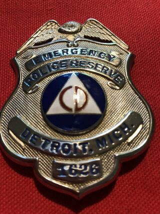 Wwii Civil Defense Detroit Michigan Badge,  Emergency Police Reserve