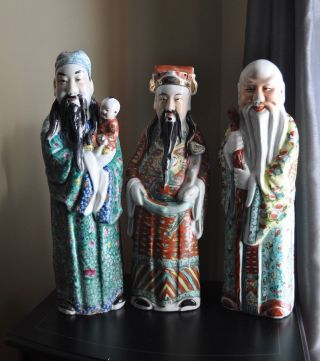 Chinese Antique Famille Rose Porcelain Figurines