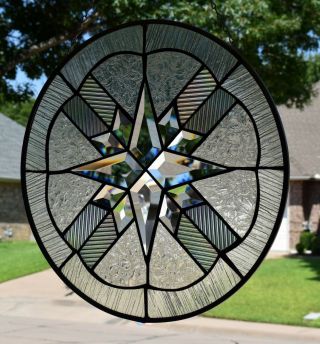 Beveled Stained Glass Window Panel " Mission Star 1 "