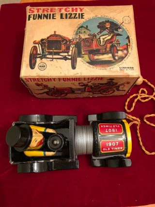 Rare Line Mar Stretchy Funnie Lizzie 1907 - Old Timer Toy,  Made In Japan