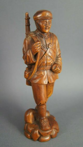 V Fine Chinese Carved Wooden Boxwood Cultural Revolution Statue Figure