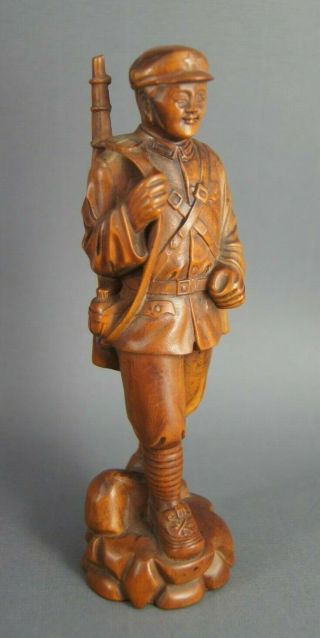 V FINE CHINESE CARVED WOODEN BOXWOOD CULTURAL REVOLUTION STATUE FIGURE 6