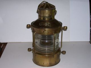 Vintage Anchor Brass Electric Hanging Ship Lantern Light Lamp