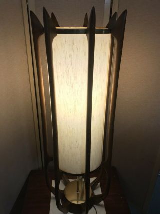 Mid Century Modeline Maple And Brass Lamp 4