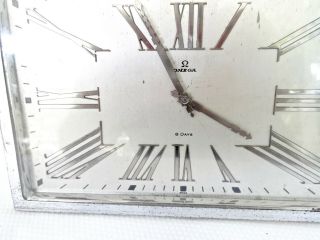 OMEGA 1929 ALL ART DECO CHROME PLATED 8 DAY MANTEL DESK CLOCK,  RUNS 4