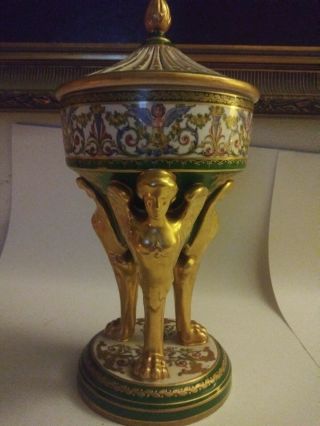 Rare Antique English Paris Porcelain Roman Brazier Form Potpourri Urn