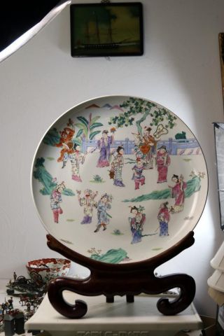 Large Antique Chinese Porcelain Charger Plate Qainlong Kangxi Republic 4