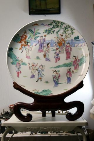 Large Antique Chinese Porcelain Charger Plate Qainlong Kangxi Republic 9