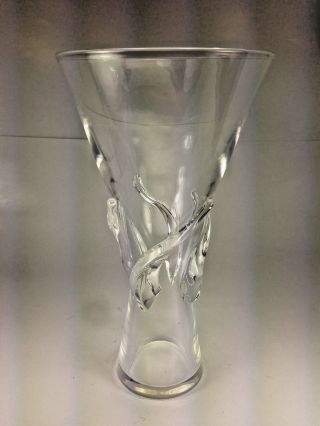 Rare Large Steuben Crystal Glass Signed 11.  5 " Rose Vase George Thompson 1959