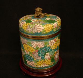 8 " H Vintage Chinese Republic Period Thousand Flower Cloisonne Cover Jar