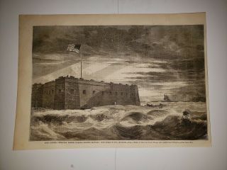 Fort Pickens Pensacola Civil War Fort Mcrae 1861 Hw Sketch Print Rare