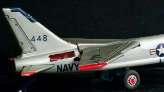 YACHIO - YF TRADEMARK VAUGHT F - 8 448 US NAVY CRUSADER JET VINTAGE TIN TOY RARE 10