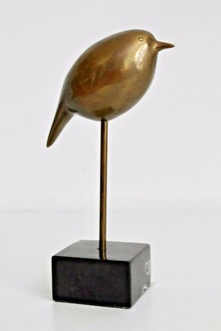 Vtg Mid Century Modern Marble Brass Bird Table Sculpture Figurine Jere