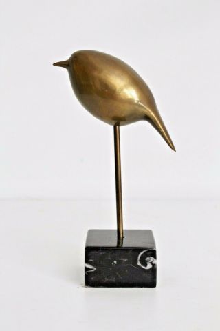 Vtg Mid Century Modern Marble Brass Bird Table Sculpture Figurine Jere 4