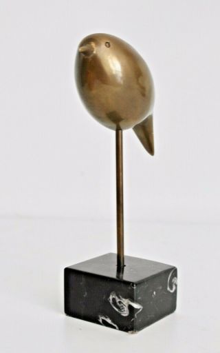 Vtg Mid Century Modern Marble Brass Bird Table Sculpture Figurine Jere 5
