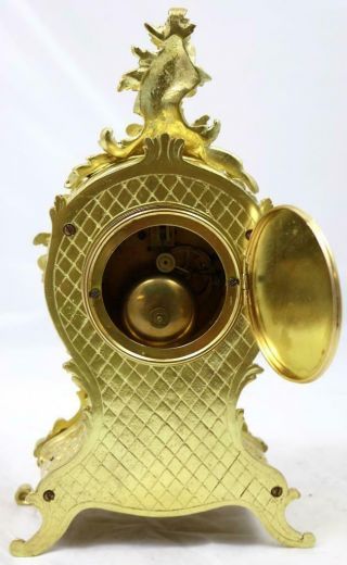 Antique Mantle Clock French Stunning C1900 Embossed Pierced Bronze Bell Striking 11