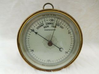 Vintage Antique Tycos Brass Glass Barometer Compensated 1914