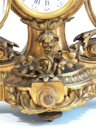 Antique Mantle Clock Bronze & Blue Sevres Porcelain Bell Strike Rococo 10