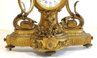 Antique Mantle Clock Bronze & Blue Sevres Porcelain Bell Strike Rococo 8