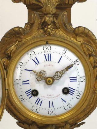 Antique Mantle Clock Bronze & Blue Sevres Porcelain Bell Strike Rococo 9