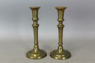 Great Early 18th C Turned Brass Candlesticks Continental C1720 - 1750
