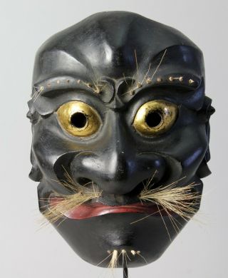 Very Rare Japanese Folk Noh Mask Depicting Demon Character T90